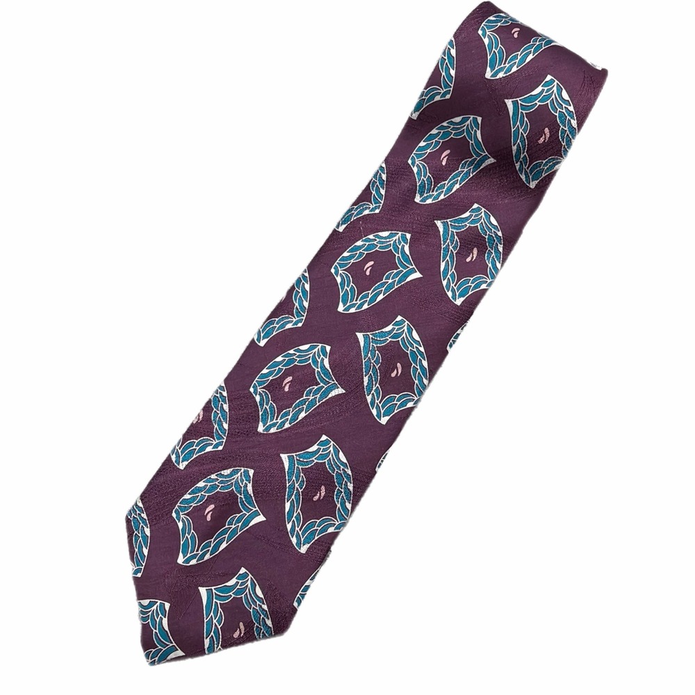 VTG Ferrell Reed Britches of Concord Mens Purple Geometric Silk Tie USA New